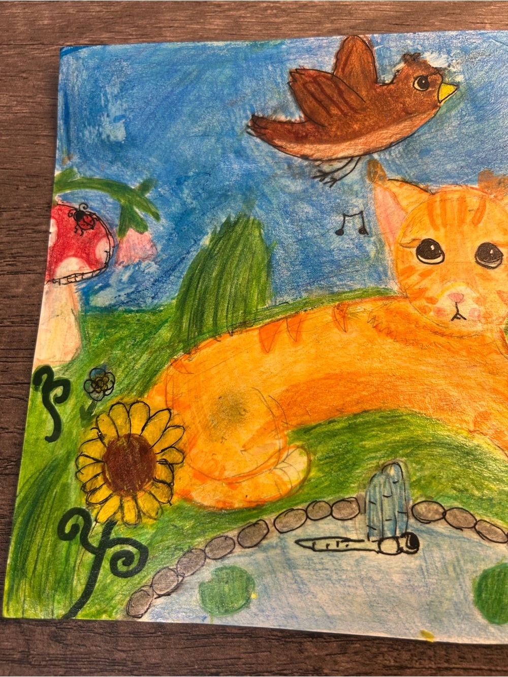Handmade whimsical cat surrounded by forest life! - Picture 4 of 6